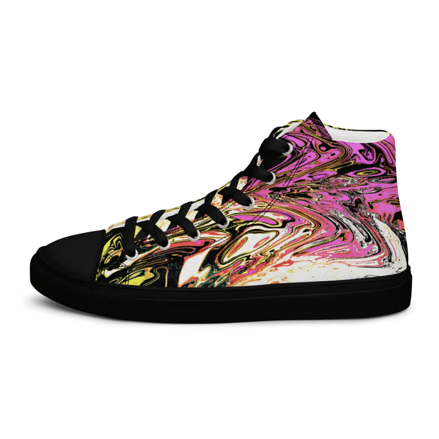 Abstract Neon Daisy Swirl Ladies High Top Canvas Shoes product image (12)