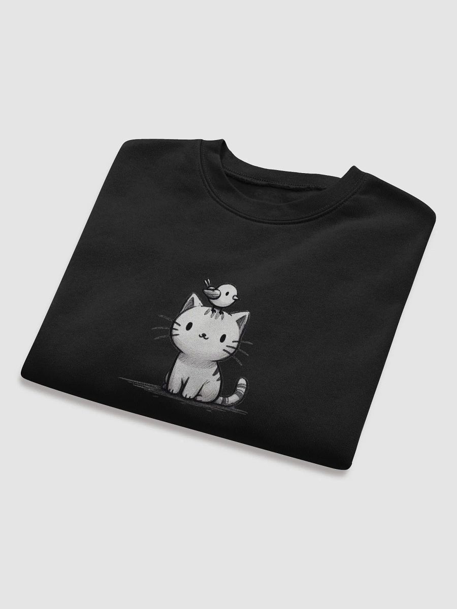 Cute Cat and Bird Fleece Crop Sweatshirt product image (38)