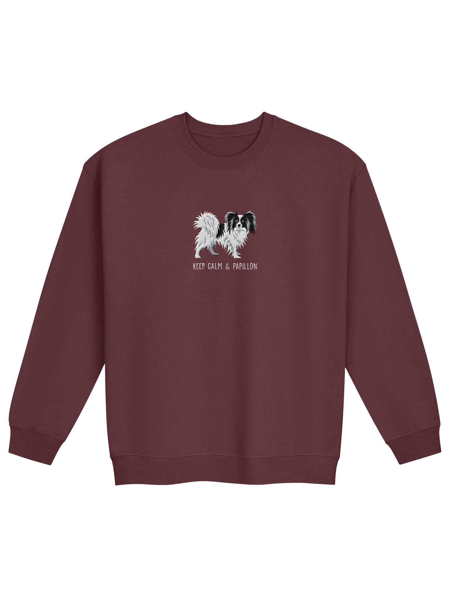 Keep Calm and Papillon Sweatshirt (Embroidered) of a Papillon(Black & White) product image (2)