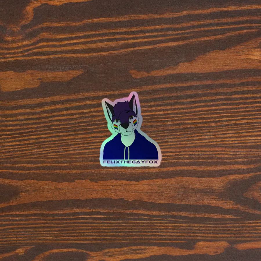 FelixTheGayFox - Holographic Sticker (Purple Text) product image (5)