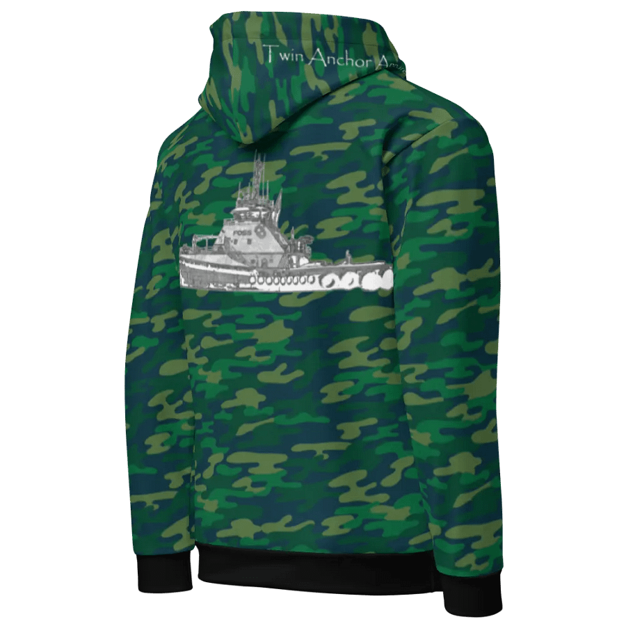 Teal Camouflage Foss tug Sketch Hoodie product image (10)