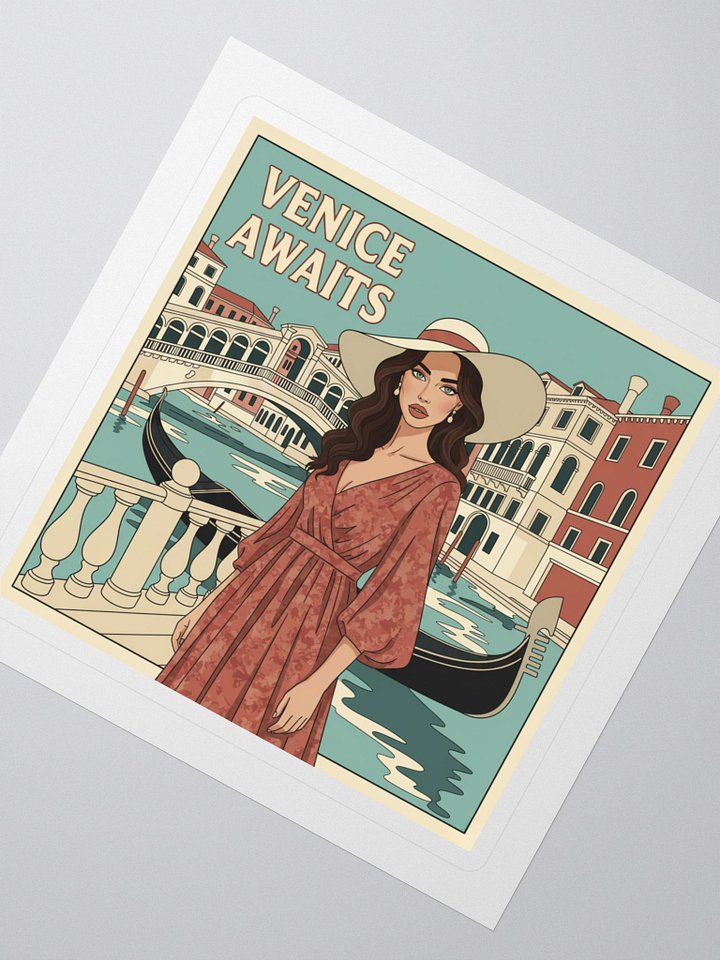 Venice Awaits Sticker – Retro Travel Art product image (2)
