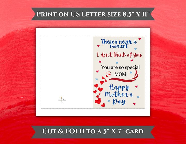 Red & Blue Hearts Mother's Day Card product image (2)