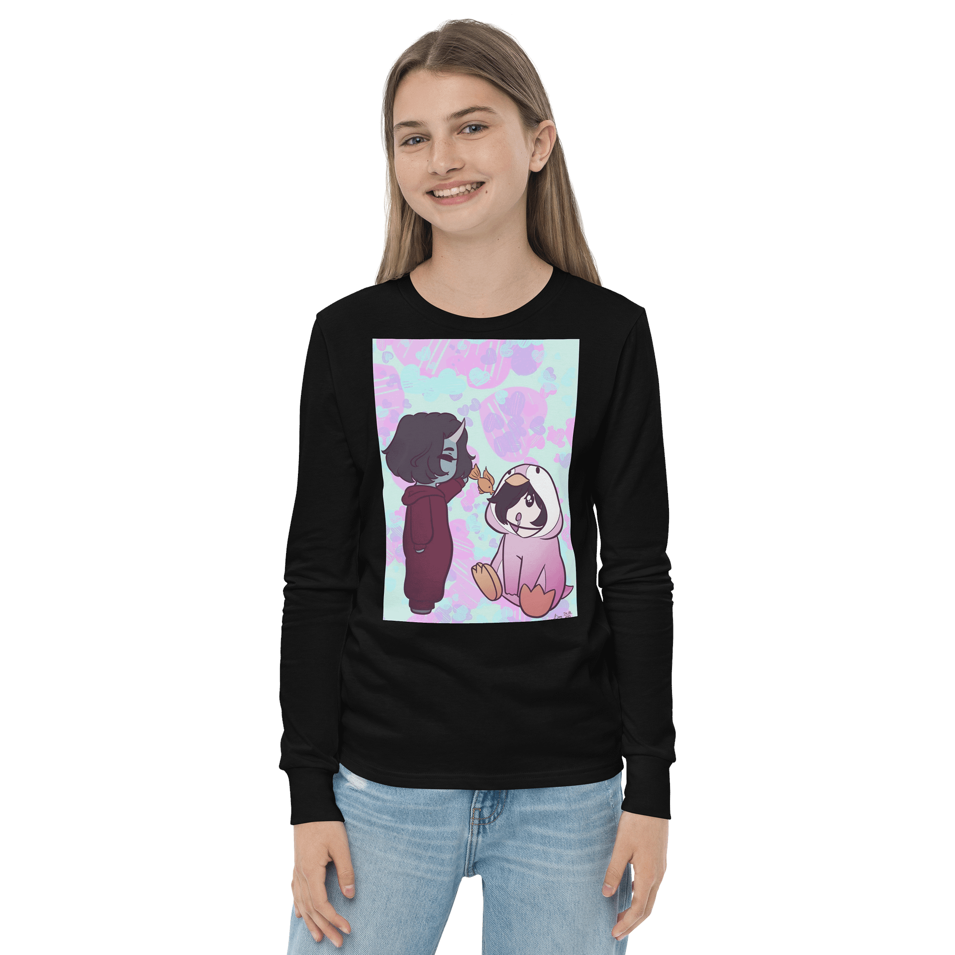 Feeding Pengu Youth Long Sleeve Shirt product image (2)