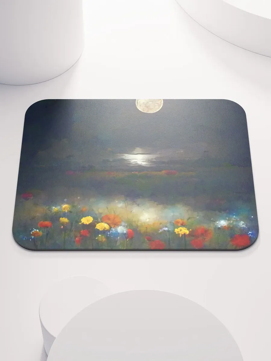 Moonlit lake with flowers Meadow Mouse Pad product image (1)