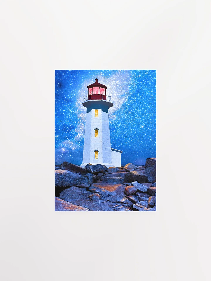Peggy's Cove Lighthouse by Night - Nova Scotia Matte Poster product image (1)