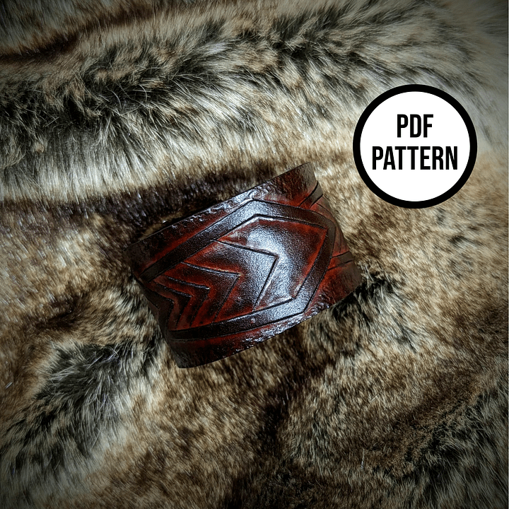 Dwarven Warrior Leather Cuff Pattern - PDF Pattern for Leatherwork product image (1)