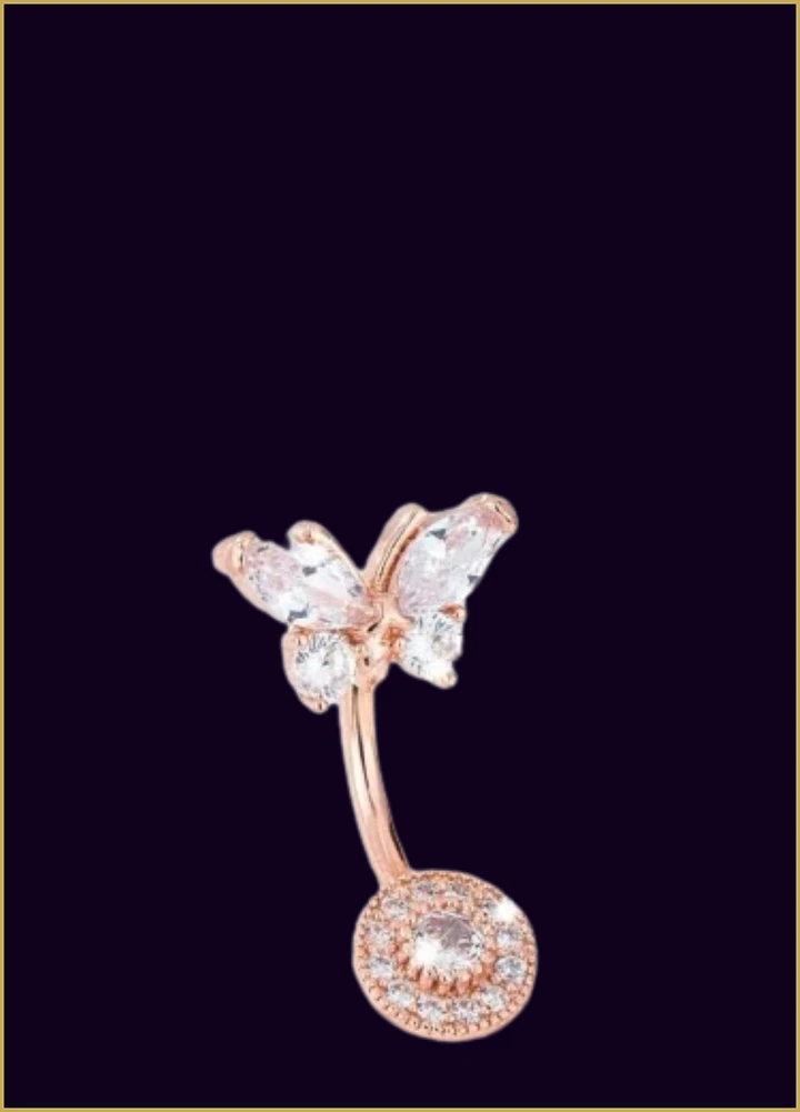 DECOR ROSE GOLD BUTTERFLY RHINESTONE BELLY PIERCING product image (1)