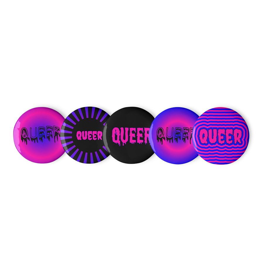 Creepy Queer Pride Pins, Cotton Candy Color Blue Pink Pin Buttons, Queer Horror Art Accessories product image (1)