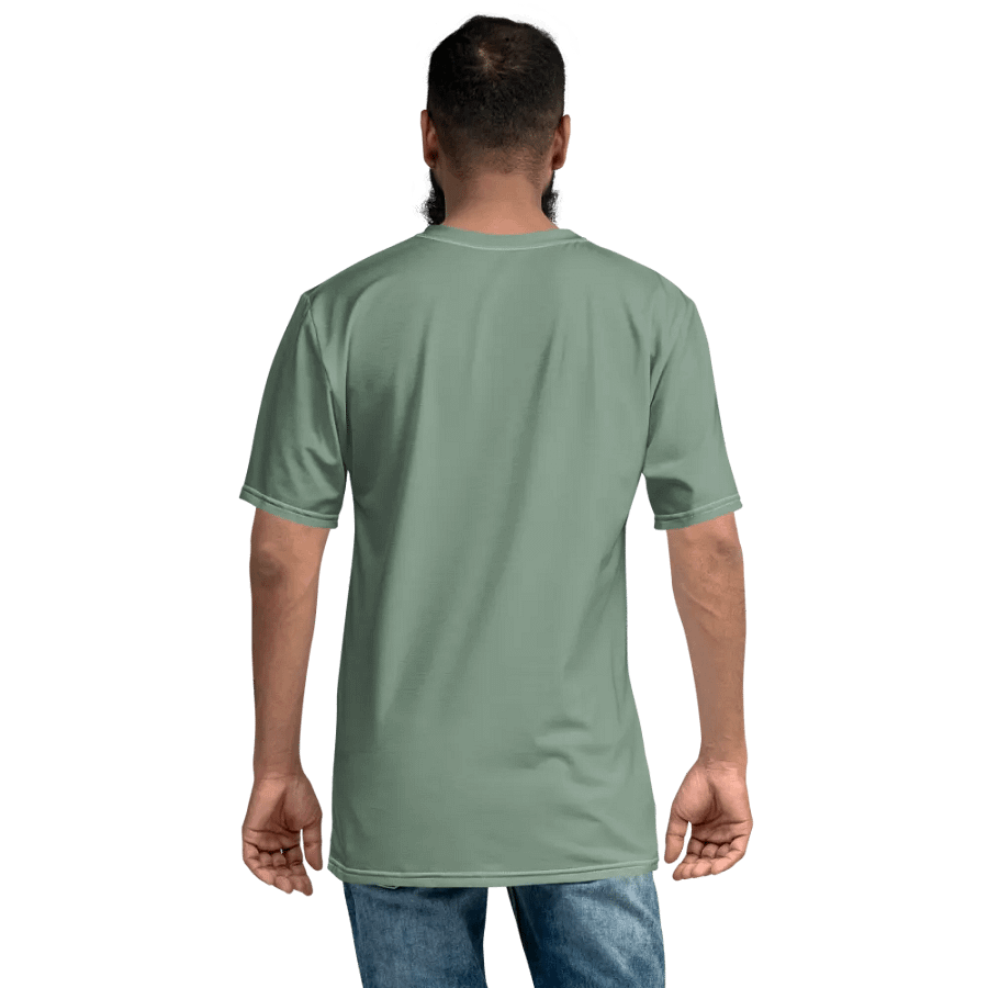 Plain Medium Sage Green Soft Summer Men's Crewneck Polyester Heavyweight Premium T-Shirt by Treasure Pie product image (8)