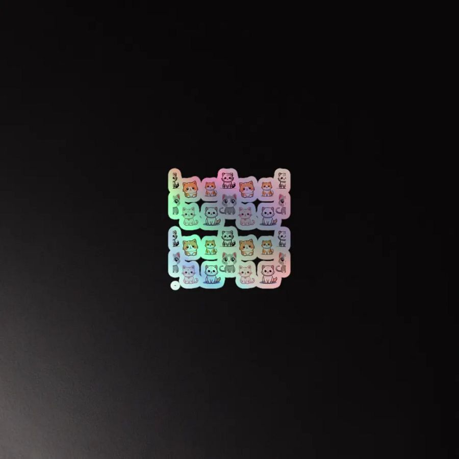 Whimsical Cat Party Holographic Sticker Sheet product image (4)
