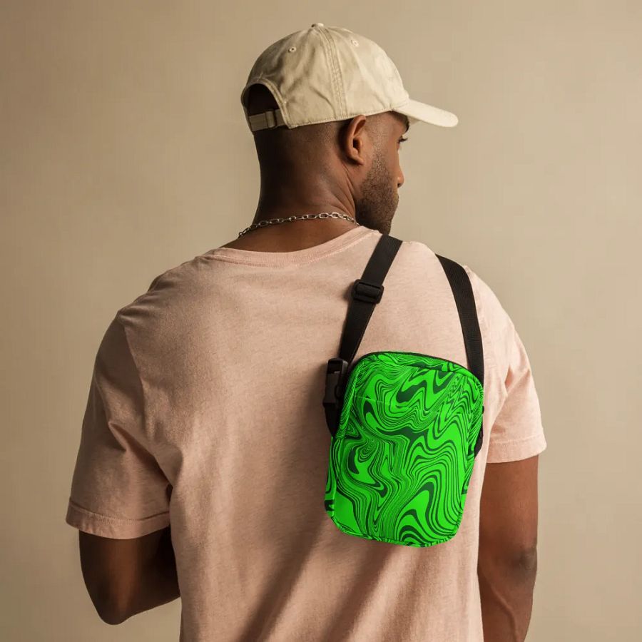 Utility Crossbody Bag - Abstract Green Swirls product image (9)