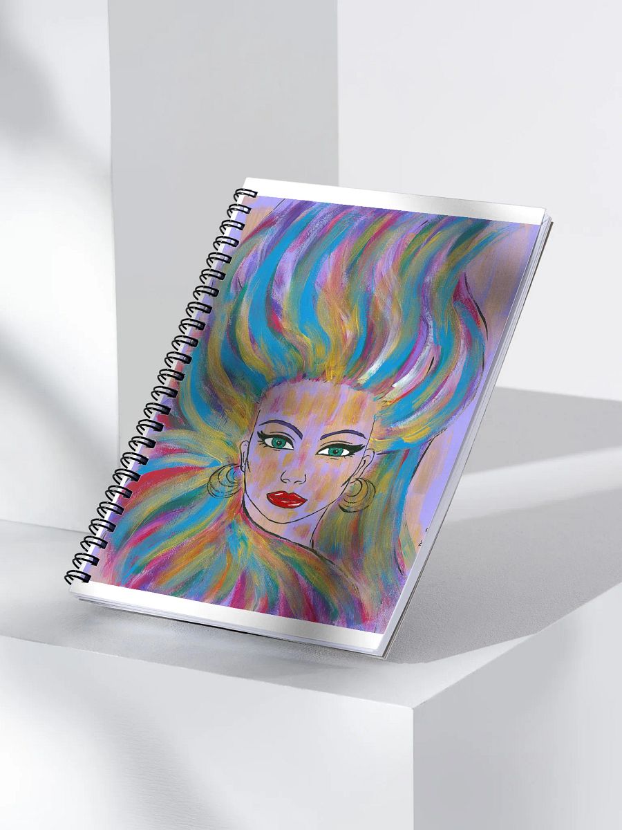 Girl with the colorful hair (art by Dina R.) acrylic painting picture - Spiral Notebook product image (3)