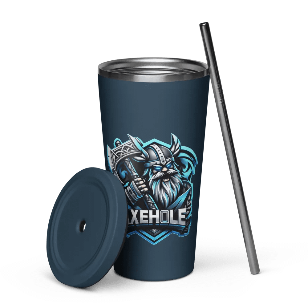 Angry Axe Insulated Tumbler w/metal straw product image (1)