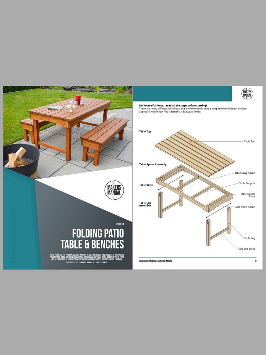 Folding Patio Table & Benches | Digital Plans product image (9)