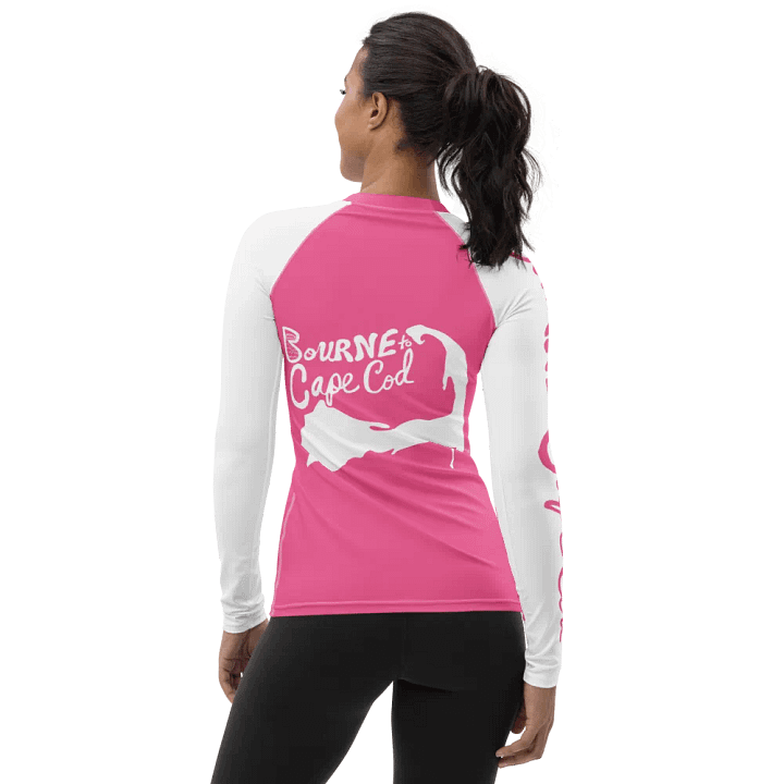BOURNE to Cape Cod™ | Women's Rash Guard | BRN.2C.C.™ | Brilliant Rose Pink & White product image (2)