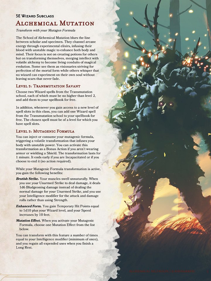 Alchemical Mutation | 5E 24 Wizard Subclass product image (2)