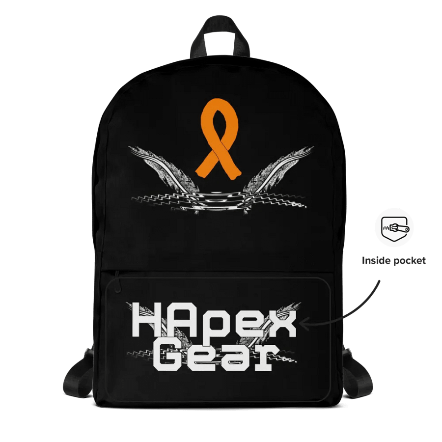 White HApex Gear White Logo Cancer Awareness Orange Ribbon. Black Backpack product image (4)