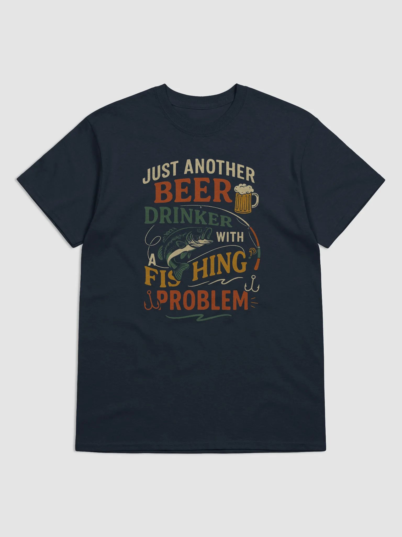 Just Another Beer Drinker with a Fishing Problem – Funny Vintage Fisherman Tee product image (1)