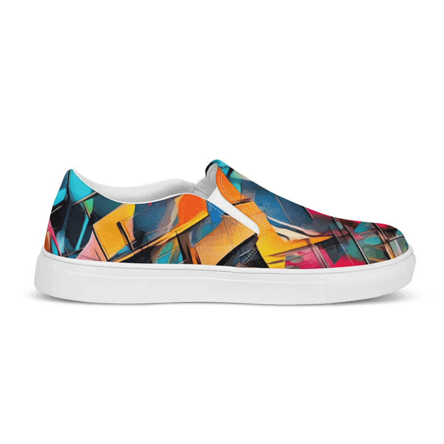 Mans Slip On Sneaker _ Calceonova Streetwear _ Custom Design Shoes _ Abstract Graffiti Shattered Neon product image (11)