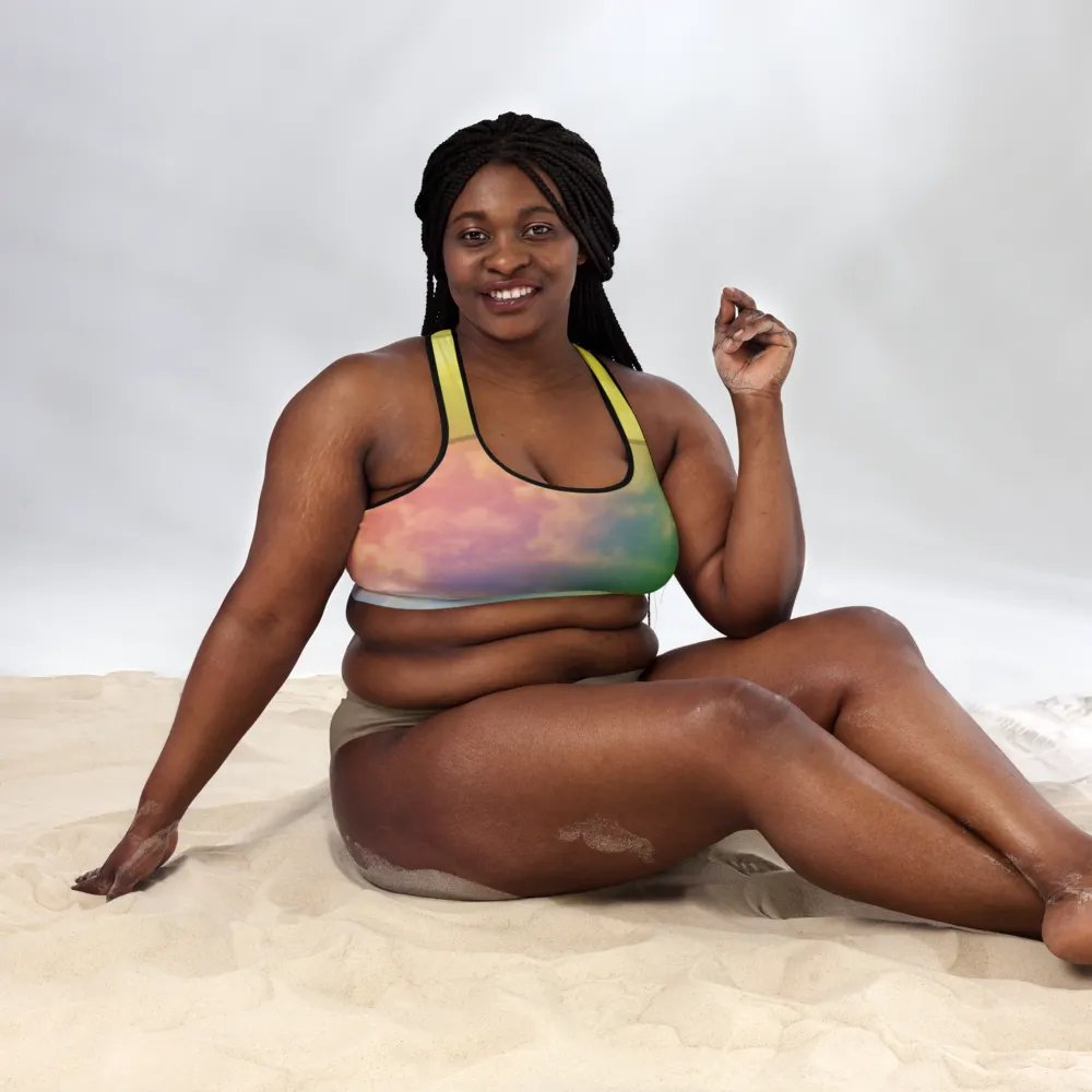Blur cloud rainbow Design Padded Sports Bra - v12 product image (7)