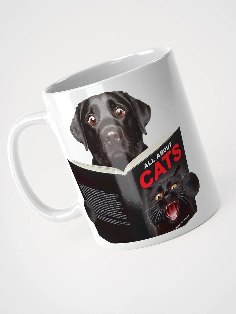 "Worried Labrador Reading a Book About Cats" #Humorous Glossy White Mug product image (3)
