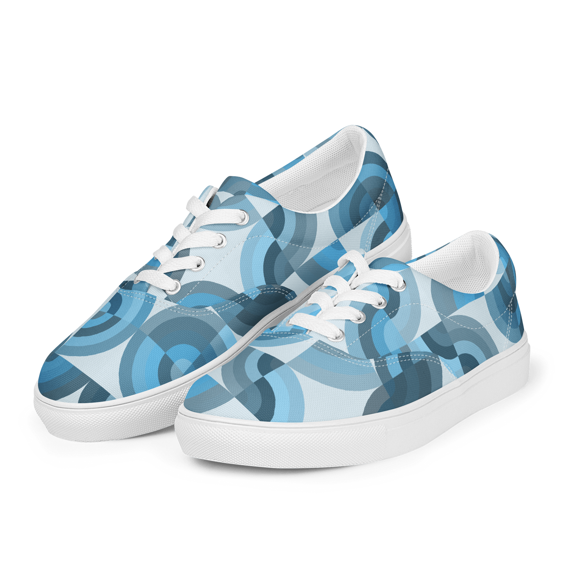 Ethereal Blue Geometric Women's Lace-Up Shoes product image (1)
