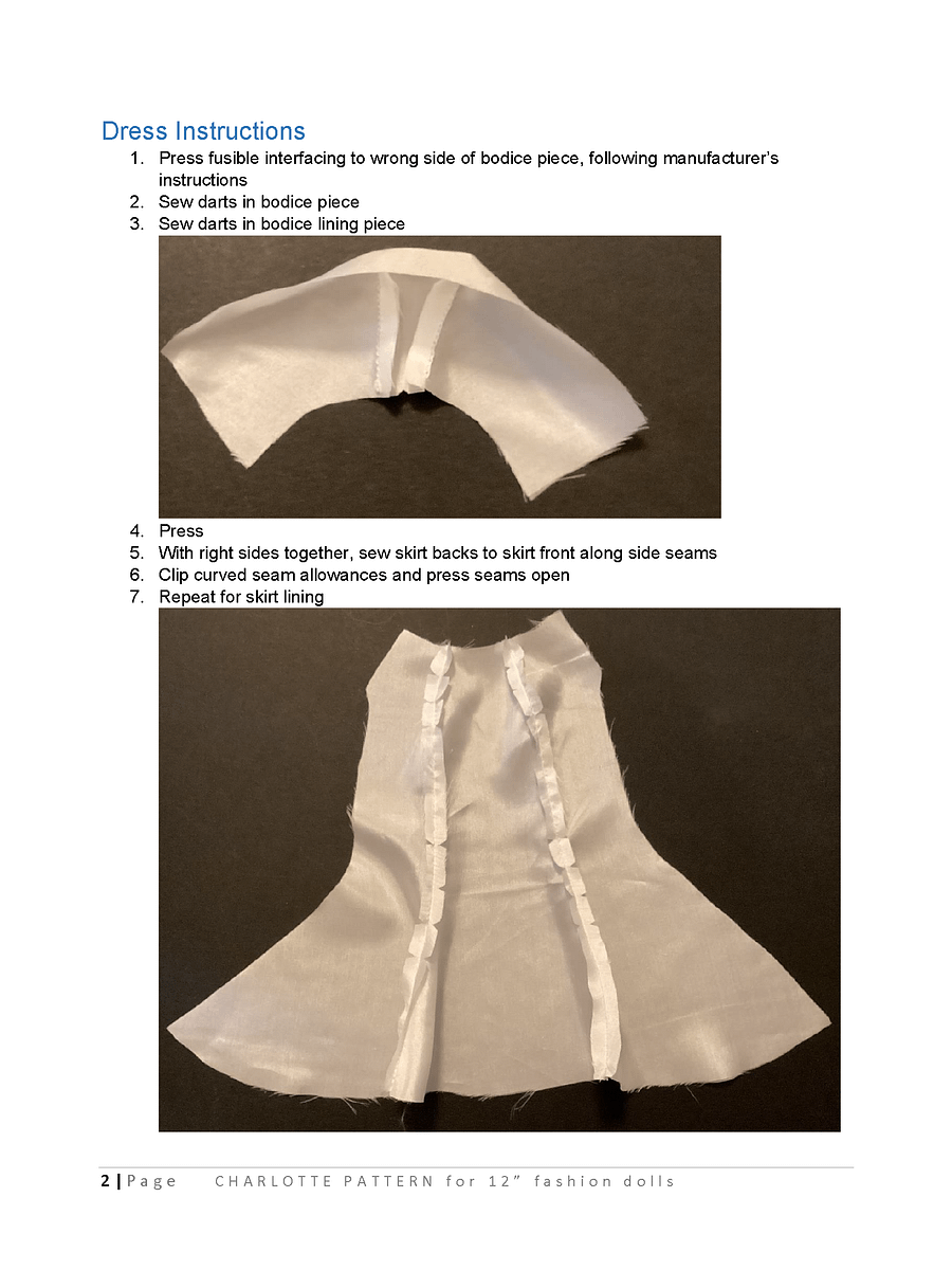 Charlotte sewing pattern for 12" fashion dolls product image (3)