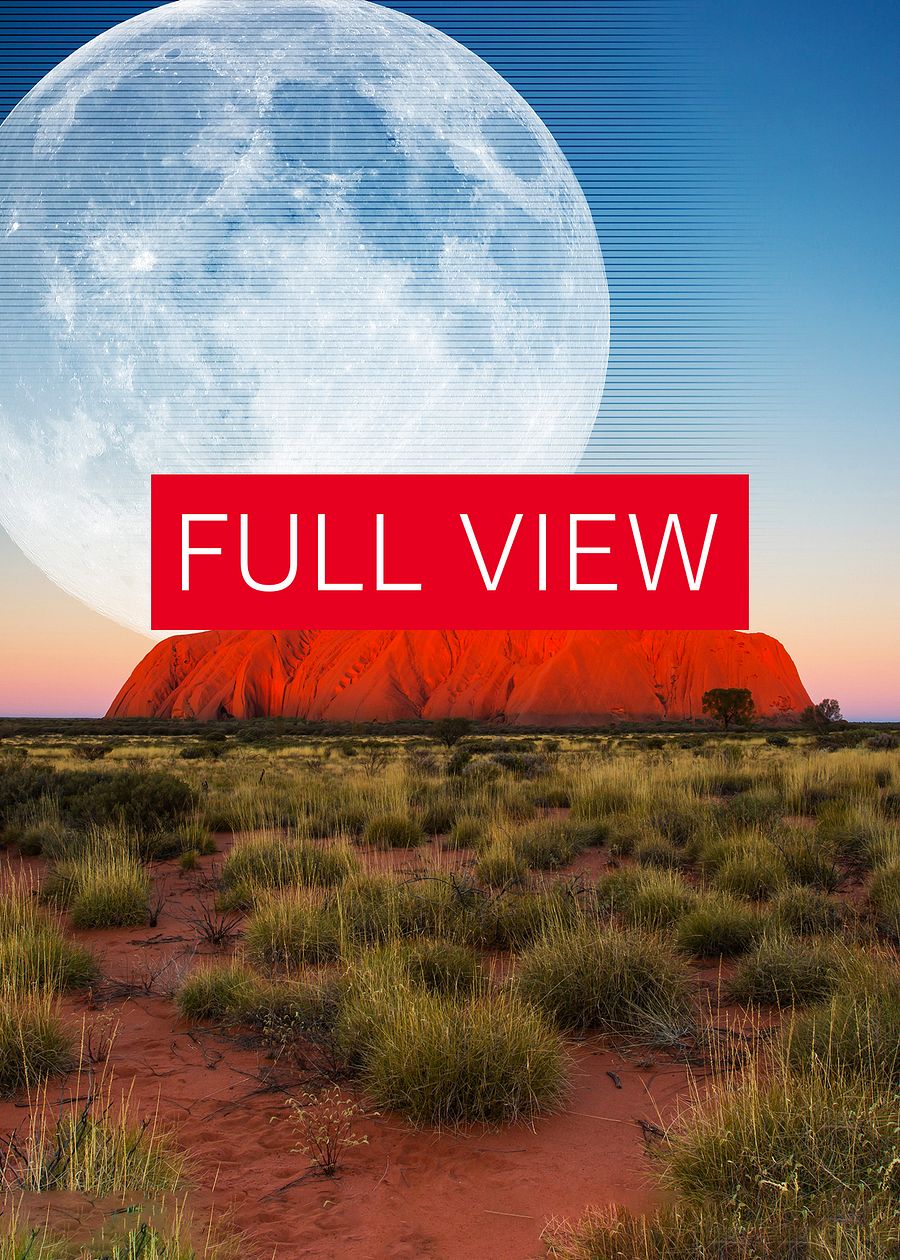 Synthwave Moon & mountain. Australia — space vintage retro collage art, 50s cosmic futuristic sci-fi collage, surreal collage art product image (3)