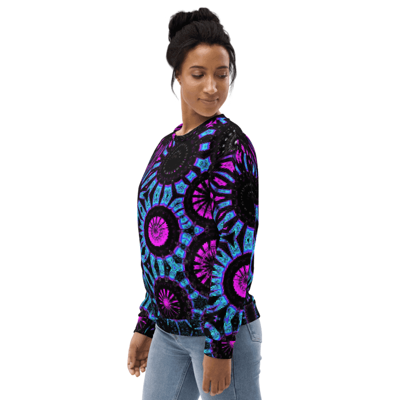 Abstract Circular Shapes in Turquoise, Black and Pink Unisex Sweatshirt product image (8)