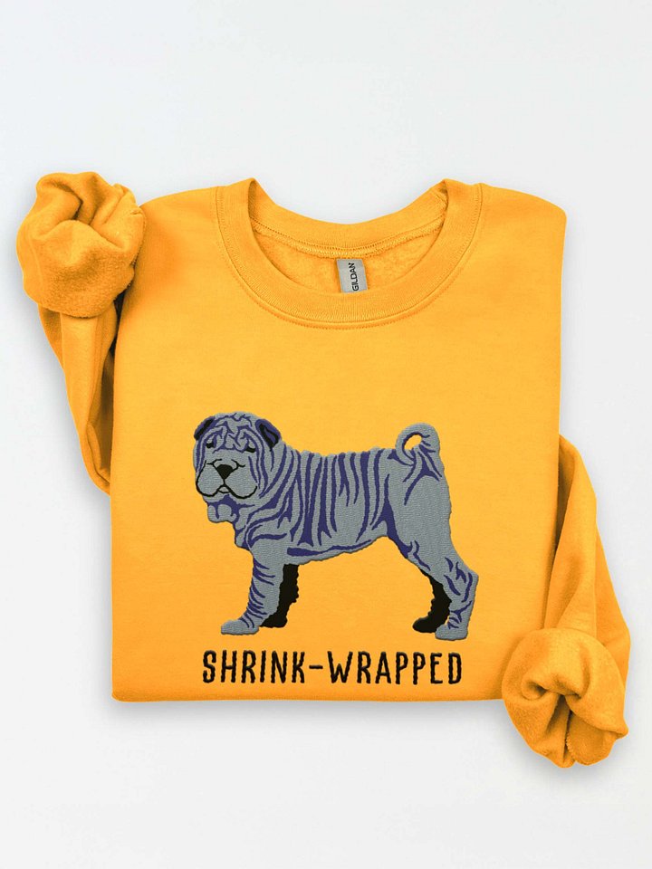 Shrink-Wrapped Sweatshirt (Embroidered) of a Chinese Shar-Pei(Blue) product image (1)