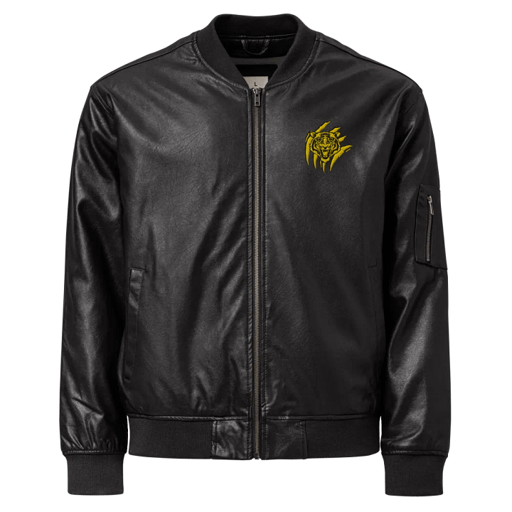Chamarra bomber de piel sintética con diseño de tigre rugiente product image (2)