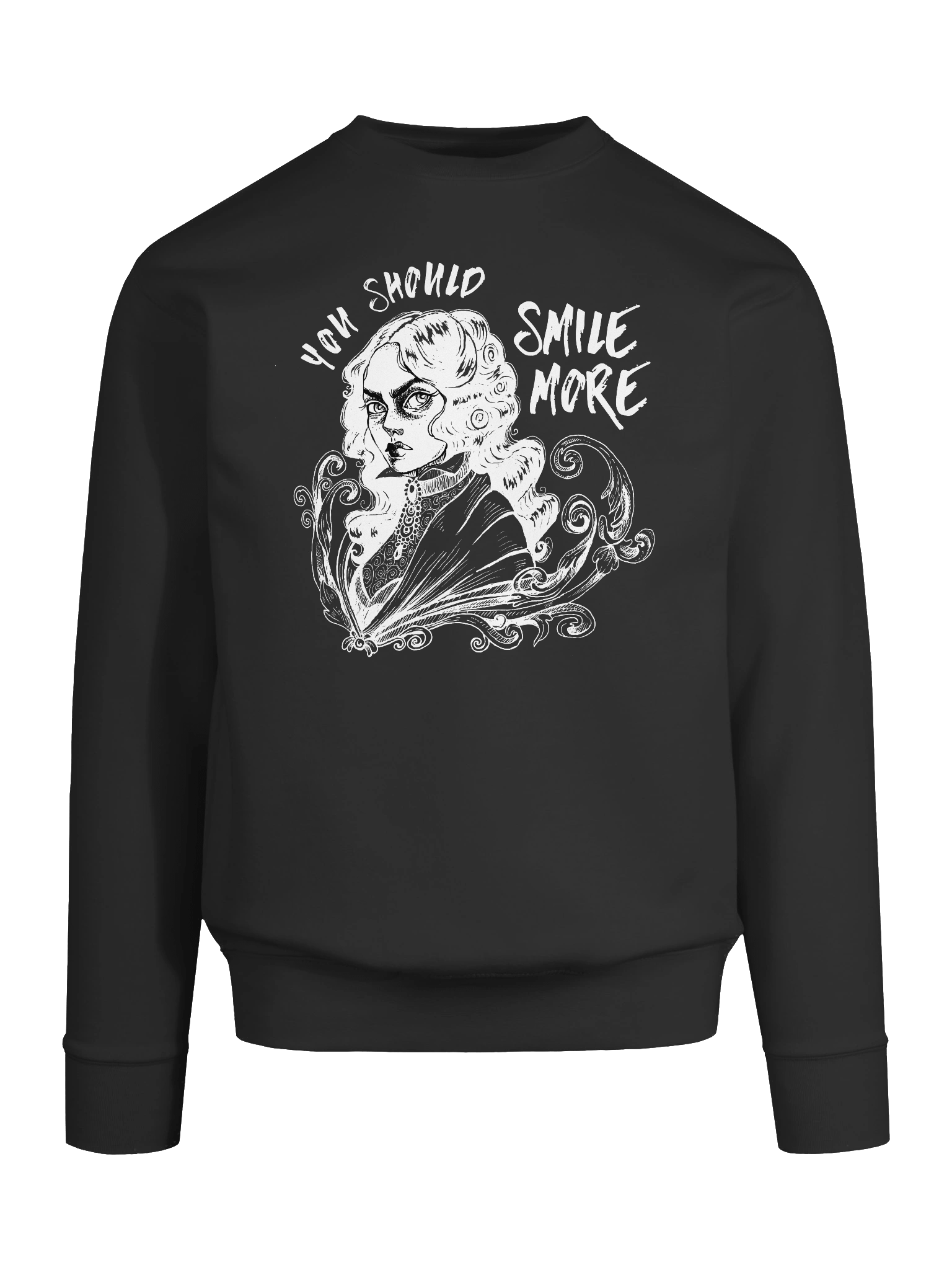 "SMILE MORE" Black Sweatshirt (Design #1) product image (3)
