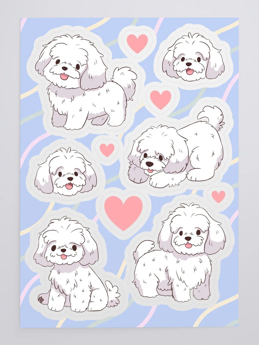 Fluffy Maltese Love - Dog Sticker Sheet product image (4)