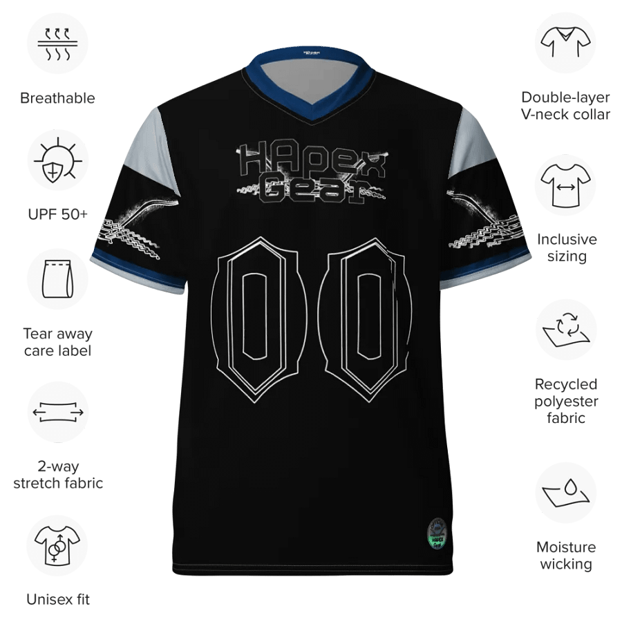 Rover's Morning Glory - Black - Recycled Unisex Sports Jersey - Black HApex Gear Black Logo product image (9)