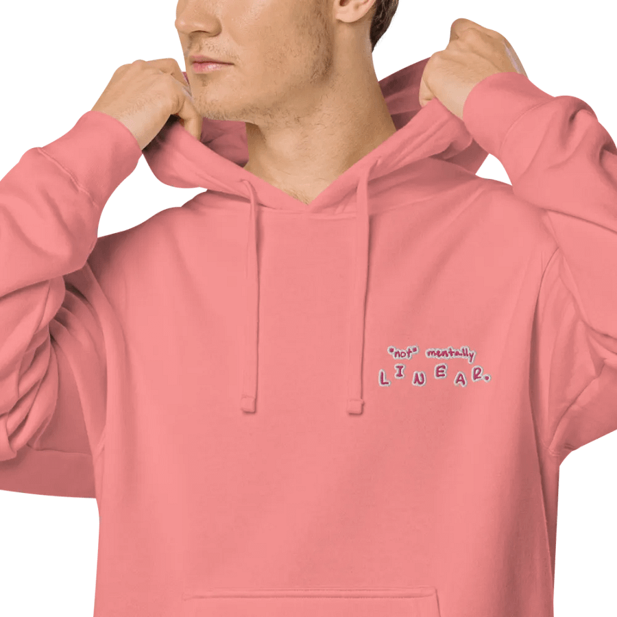 *not* mentally linear (L.C. pink bubble design) embroidered pigment hoodie product image (7)