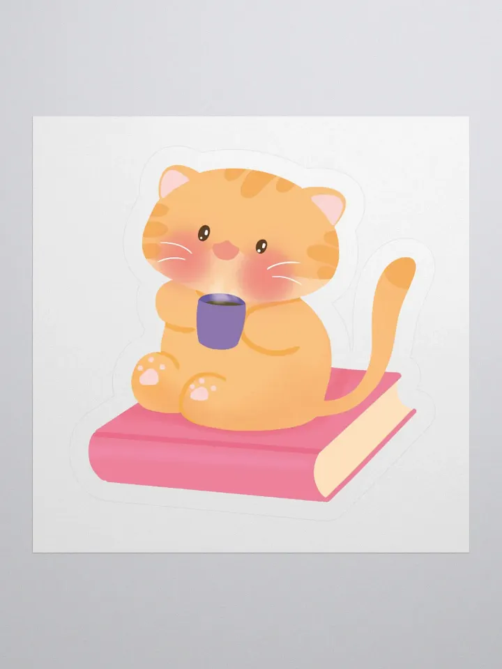 Books, Coffee & Cat Vinyl Sticker product image (2)