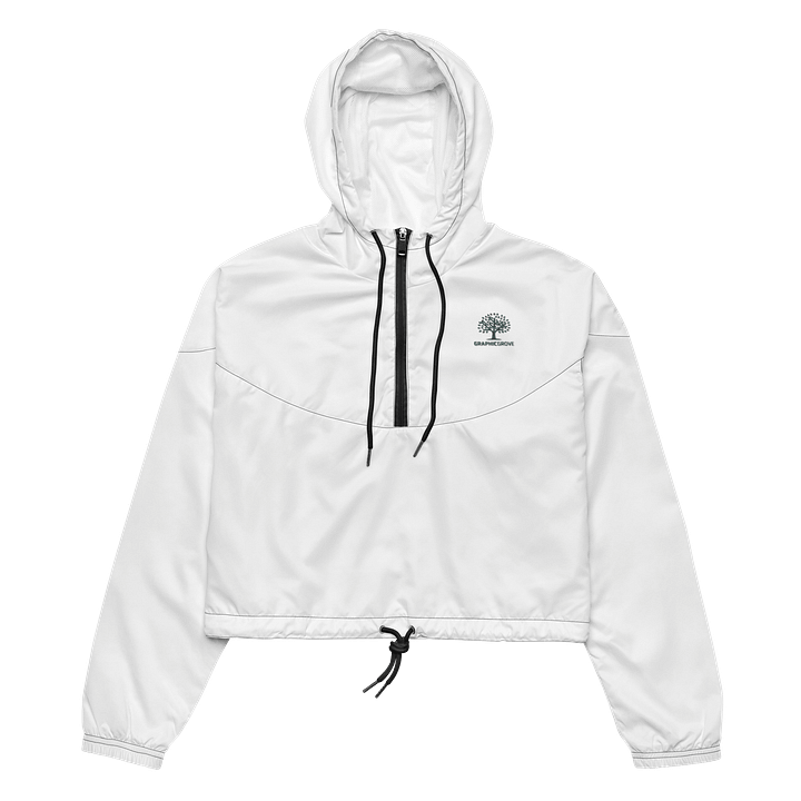 Graphic Grove All-Over Print Women’s Cropped Windbreaker - White, Nature-Inspired Design, Lightweight product image (2)