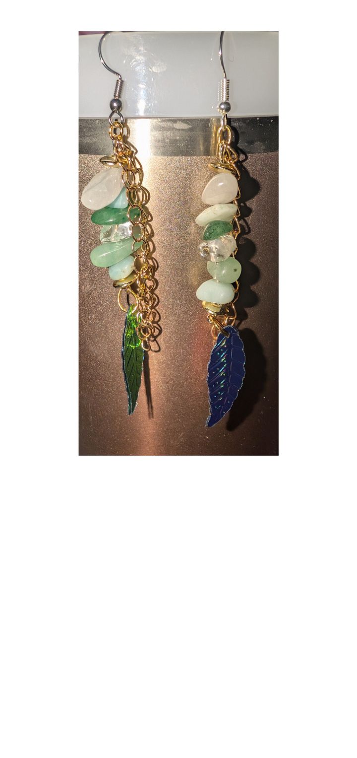 Crystal Dangle Earrings With Feather Charms! product image (1)