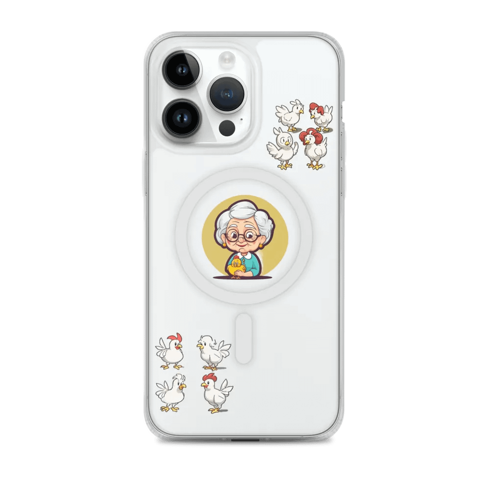 Elderly Woman with Chick Cartoon Clear iPhone® Case product image (2)