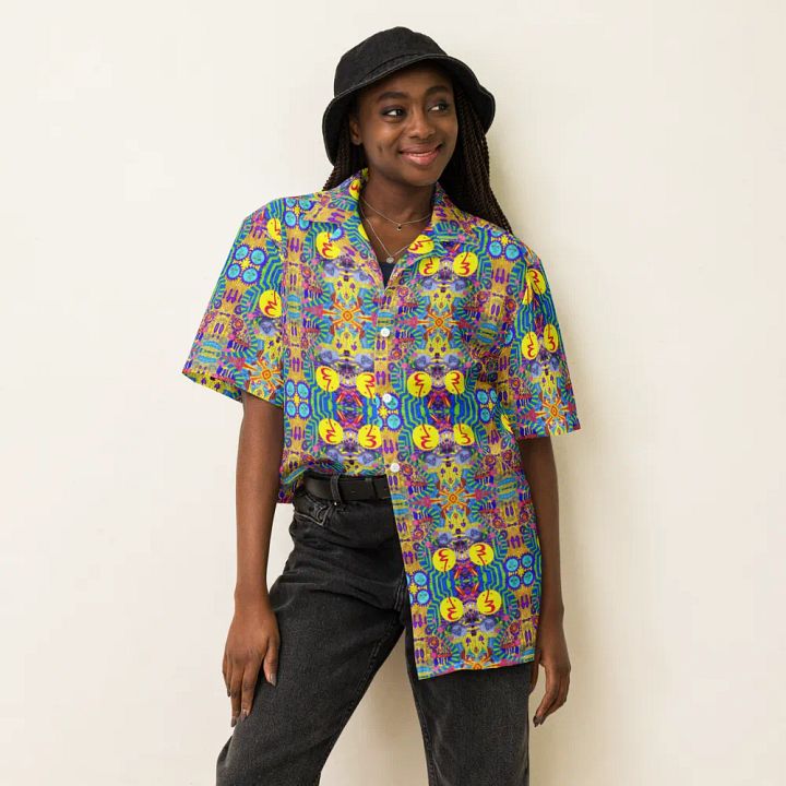 Abstract Colourful Doodles Unisex Hawaiian Shirt product image (2)