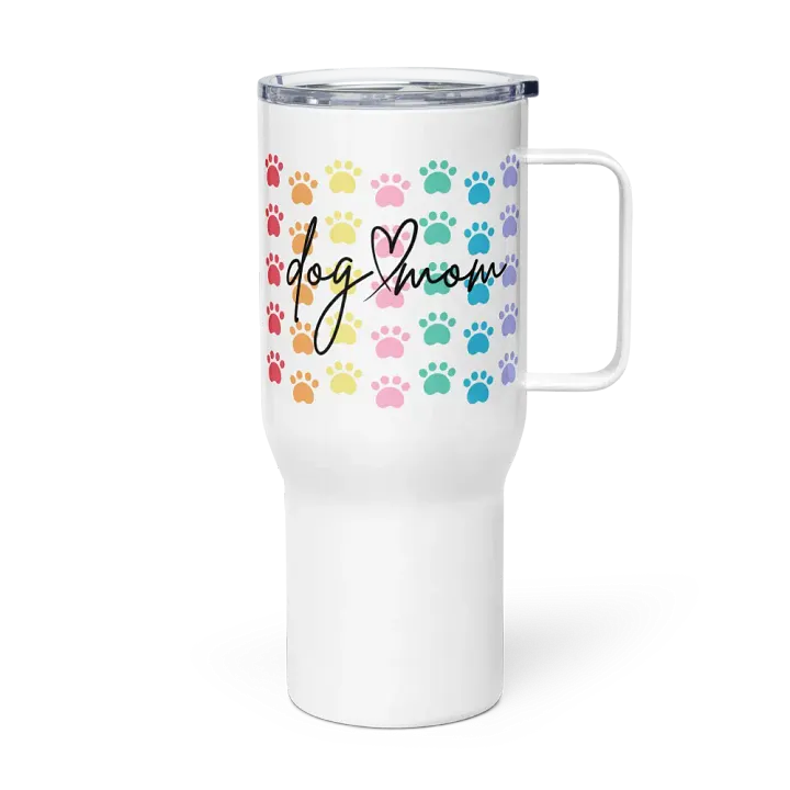Dog Mom Colorful Paws 25 oz Travel Mug Drink Cup product image (1)