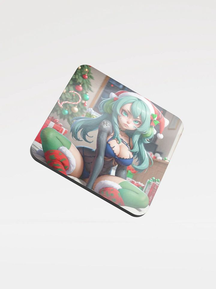 Festive Santa Hat Green Hair Coaster product image (1)