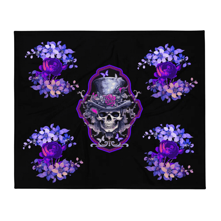 Gothic Skull & Roses Throw Blanket product image (2)