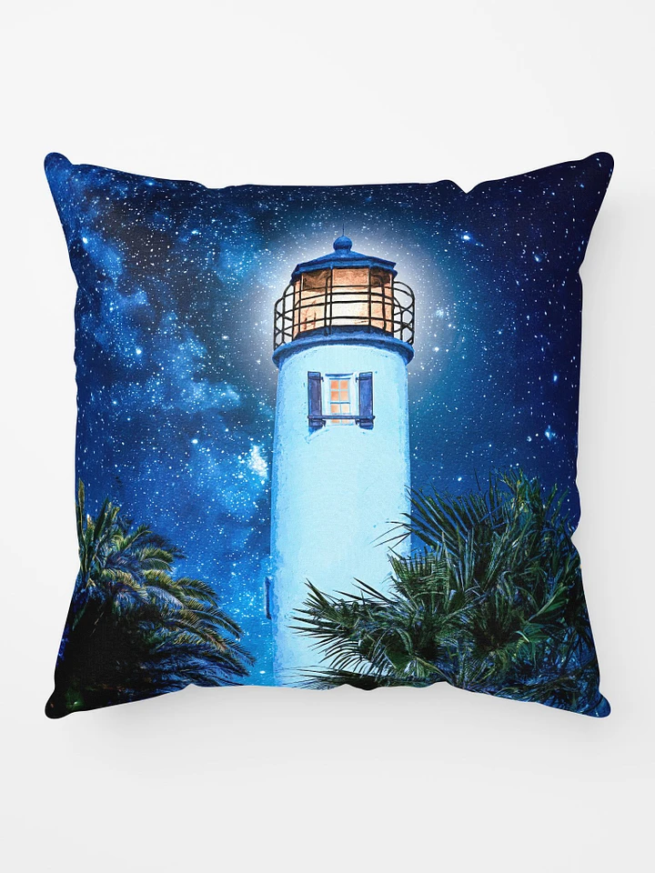 St. George Island Lighthouse by Night – Florida Throw Pillow product image (1)