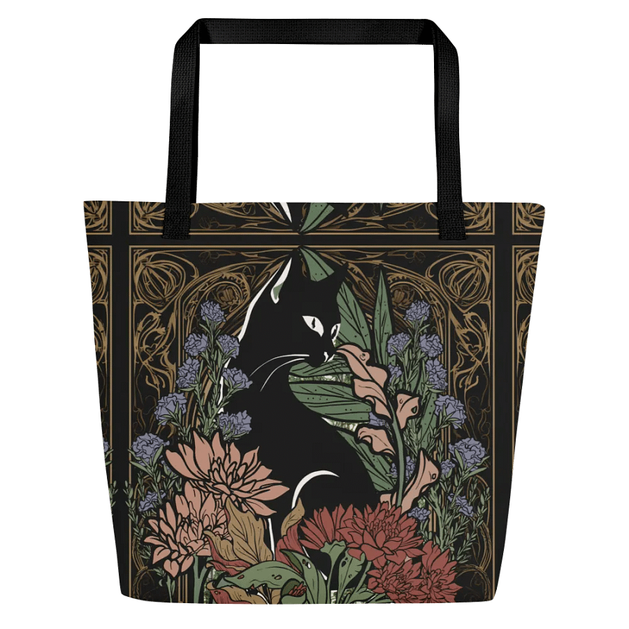 Custom Drawn Art Nouveau Black Cat With Flowers Bag product image (2)