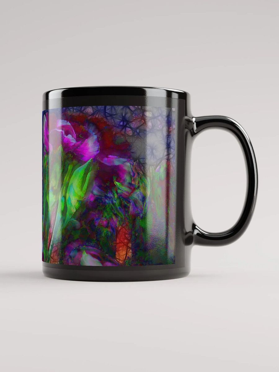 Abstract Pink Carnations Black Coffee Mug product image (1)