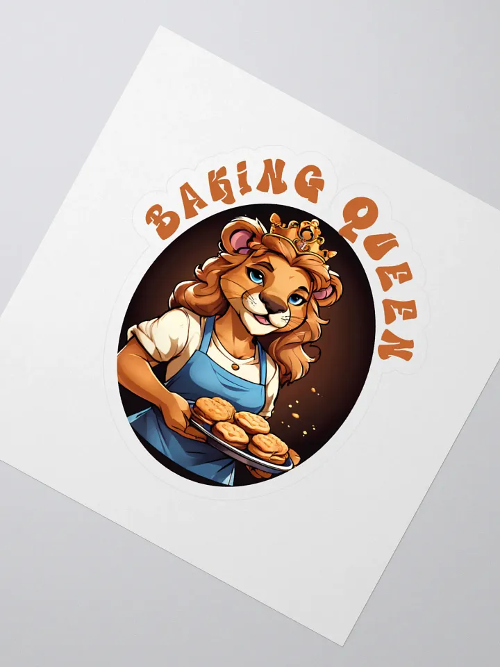 Baking Queen Sticker | Cute Lioness Baking Decal with Apron and Cookies Design product image (2)