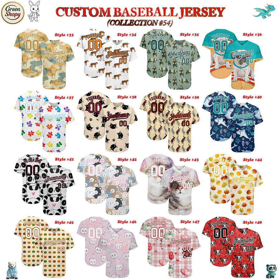 Authentic Baseball Jersey, Custom Baseball Jersey, Personalized Sport Jersey, Colorful, Number, 3D Cute, Gift , Super Romantic product image (183)