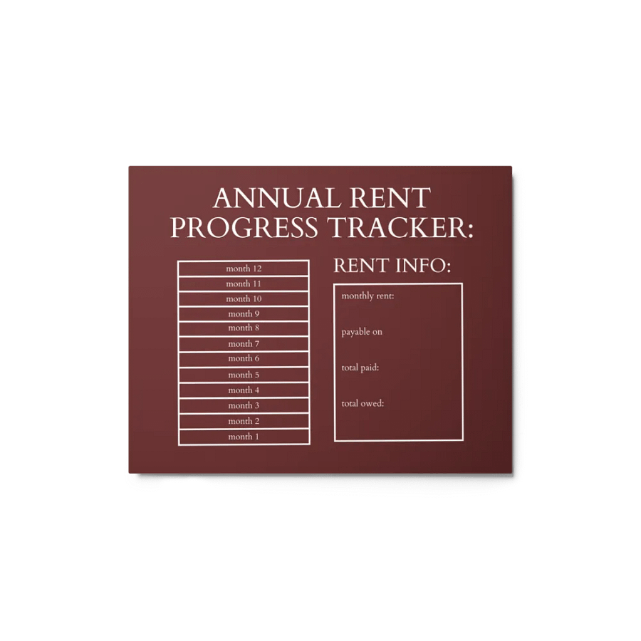 HIGHFALUTIN ANNUAL RENT TRACKER (white design 15) product image (1)